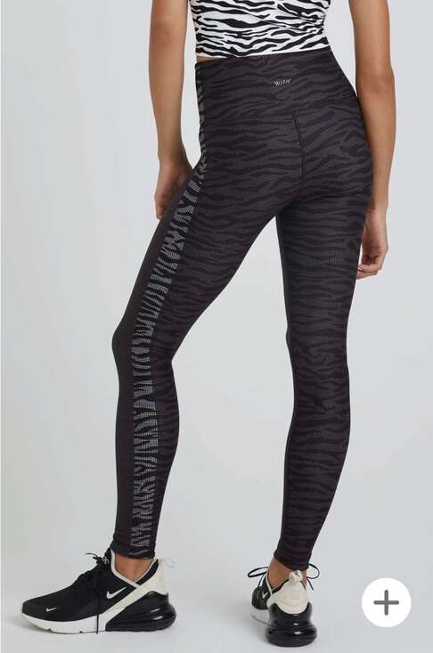 WITH NWT Reversible HIGH WAIST LEGGINGS BLACK WHITE VIVA ZEBRA, Sz S - Picture 5 of 15